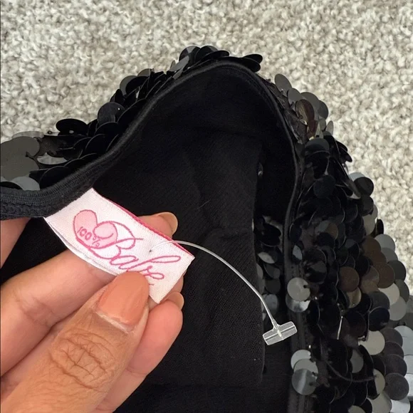 Black Sequin Booty Shorts - Picture 3 of 6